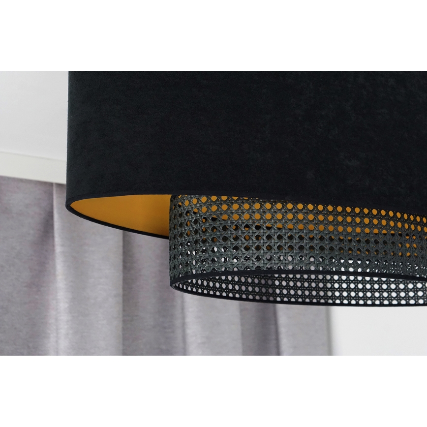Duolla - Bevestigde hanglamp DOUBLE OVAL RATTAN 2xE27/15W/230V zwart/rotan