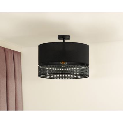 Duolla - Bevestigde hanglamp DOUBLE RATTAN 1xE27/15W/230V diameter 40 cm zwart