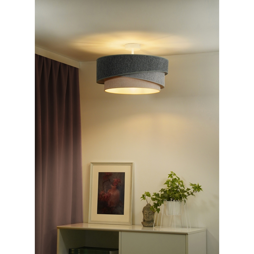 Duolla - Bevestigde hanglamp KOBO ECO RECYCLING 1xE27/15W/230V diameter 45 cm groen/grijs/crème