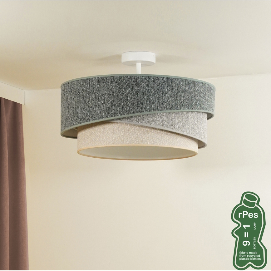 Duolla - Bevestigde hanglamp KOBO ECO RECYCLING 1xE27/15W/230V diameter 45 cm groen/grijs/crème