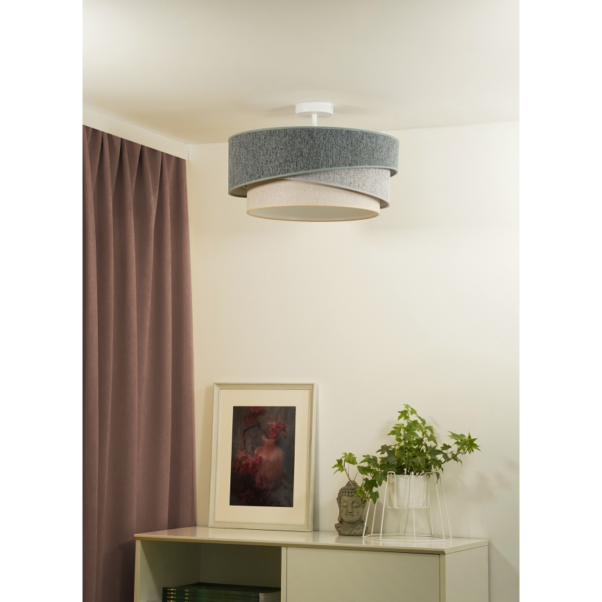 Duolla - Bevestigde hanglamp KOBO ECO RECYCLING 1xE27/15W/230V diameter 45 cm groen/grijs/crème