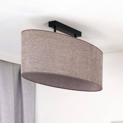 Duolla - Bevestigde hanglamp OVAL 2xE27/15W/230V bruin