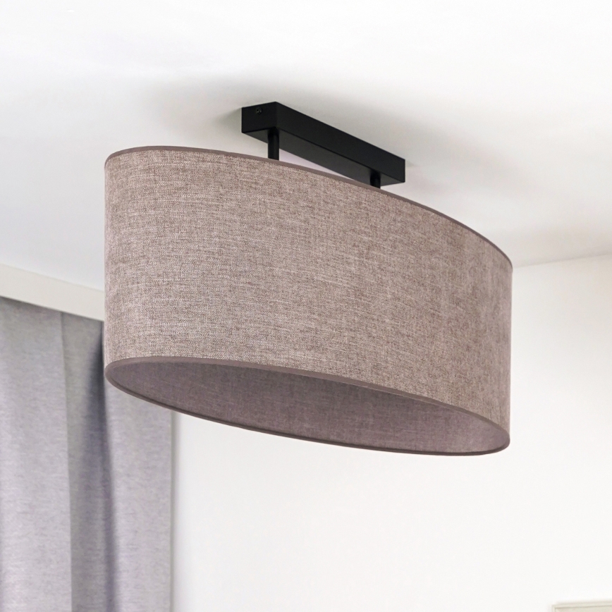 Duolla - Bevestigde hanglamp OVAL 2xE27/15W/230V bruin