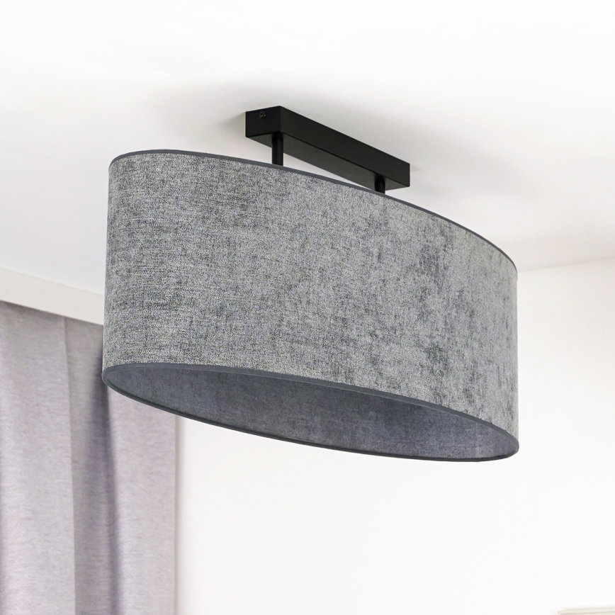 Duolla - Bevestigde hanglamp OVAL 2xE27/15W/230V grijs