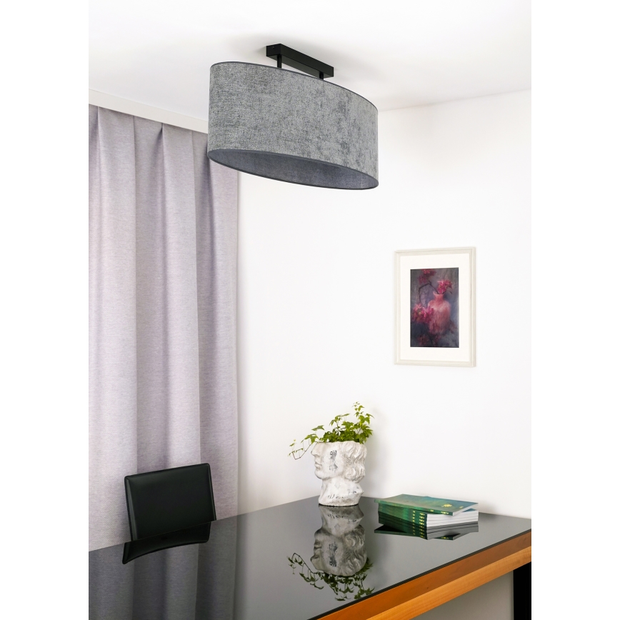 Duolla - Bevestigde hanglamp OVAL 2xE27/15W/230V grijs
