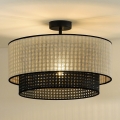 Duolla - Bevestigde hanglamp RATTAN YUTE 1xE27/15W/230V diameter 45 cm crème/zwart