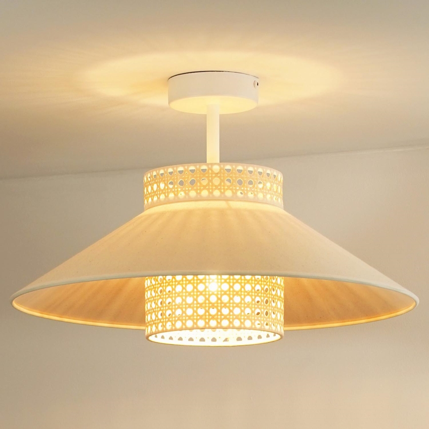 Duolla - Bevestigde hanglamp RIO RATTAN 1xE27/15W/230V diameter 45 cm beige/rotan
