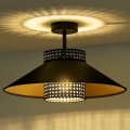 Duolla - Bevestigde hanglamp RIO RATTAN 1xE27/15W/230V diameter 45 cm zwart/goud