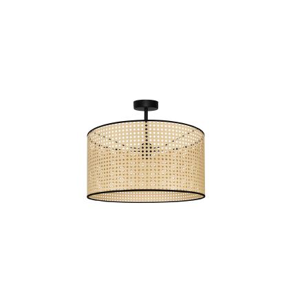 Duolla - Bevestigde hanglamp ROLLER RATTAN 1xE27/15W/230V diameter 45 cm beige/zwart