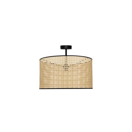 Duolla - Bevestigde hanglamp ROLLER RATTAN 1xE27/15W/230V diameter 45 cm beige/zwart