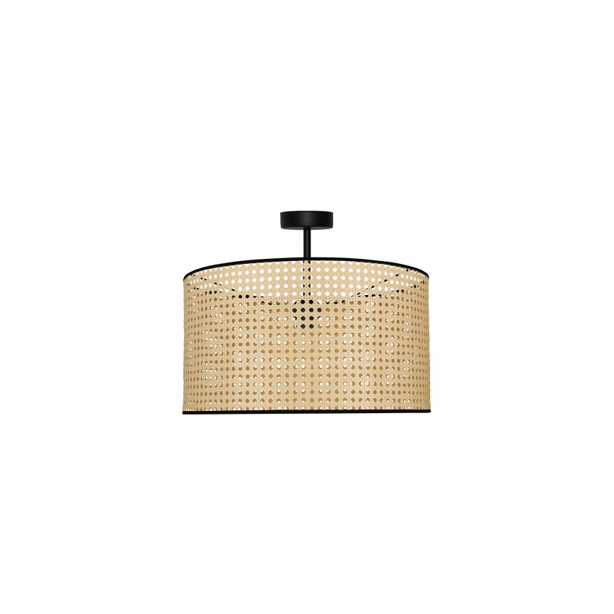 Duolla - Bevestigde hanglamp ROLLER RATTAN 1xE27/15W/230V diameter 45 cm beige/zwart