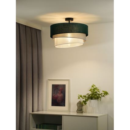 Duolla - Bevestigde hanglamp TRIO 1xE27/15W/230V diameter 45 cm groen/grijs/wit