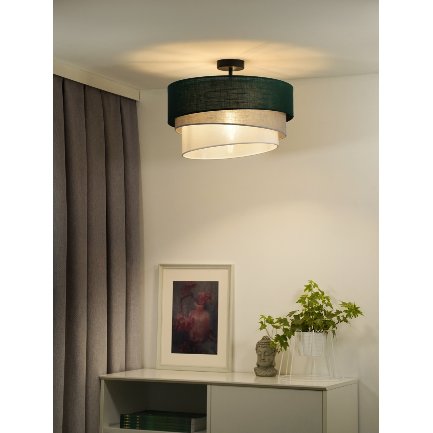 Duolla - Bevestigde hanglamp TRIO 1xE27/15W/230V diameter 45 cm groen/grijs/wit