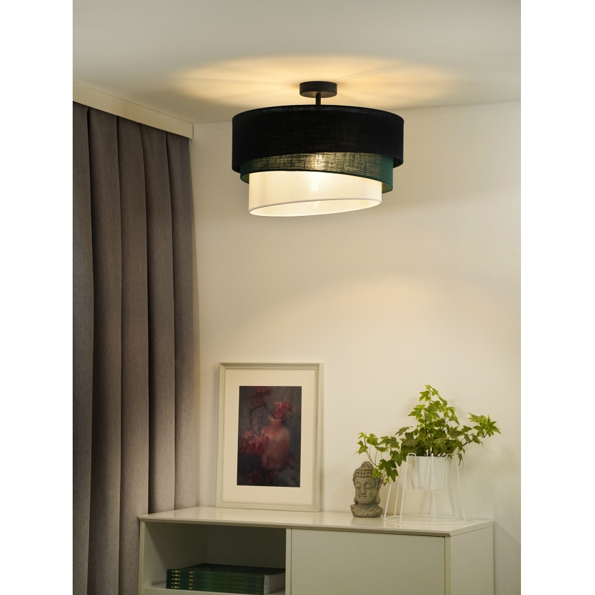Duolla - Bevestigde hanglamp TRIO 1xE27/15W/230V diameter 45 cm zwart/groen/wit