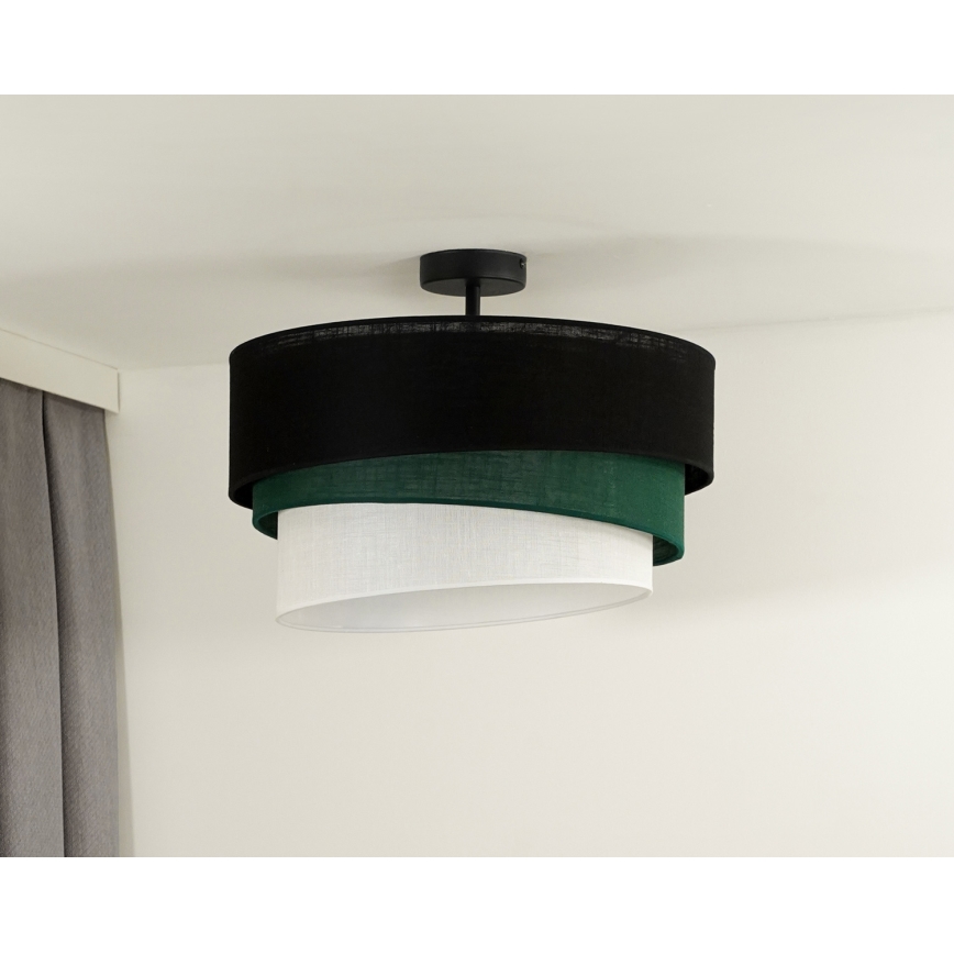 Duolla - Bevestigde hanglamp TRIO 1xE27/15W/230V diameter 45 cm zwart/groen/wit
