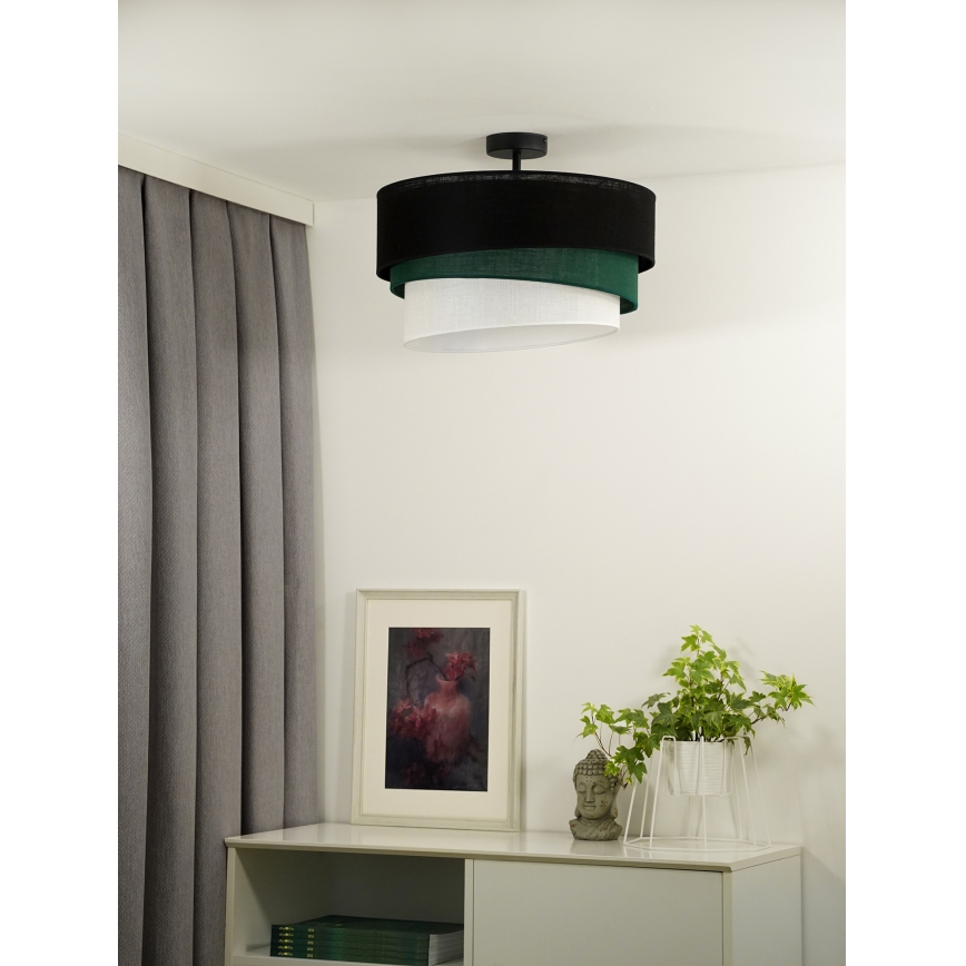 Duolla - Bevestigde hanglamp TRIO 1xE27/15W/230V diameter 45 cm zwart/groen/wit