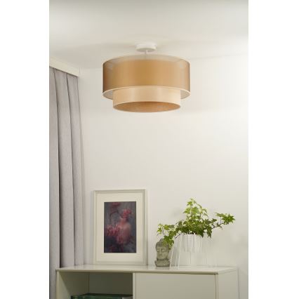 Duolla - Bevestigde hanglamp WOOD BOHO 1xE27/15W/230V diameter 45 cm koper/beige