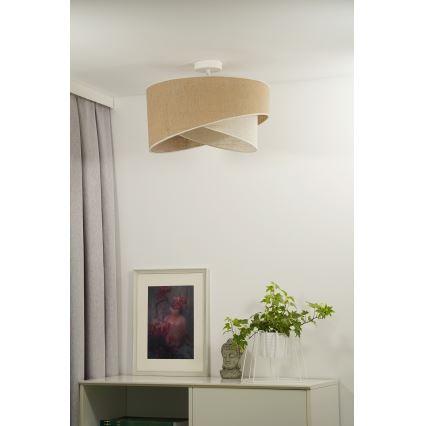 Duolla - Bevestigde hanglamp YUTE CELLO 1xE27/15W/230V diameter 45 cm bruin/grijs