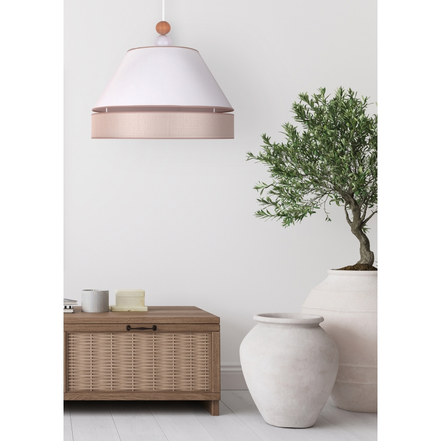 Duolla - Hanglamp aan een koord AVIGNON 1xE27/15W/230V diameter 50 cm wit/beige