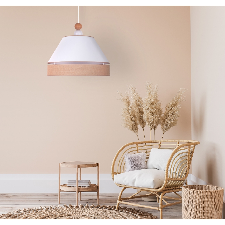 Duolla - Hanglamp aan een koord AVIGNON 1xE27/15W/230V diameter 50 cm wit/bruin