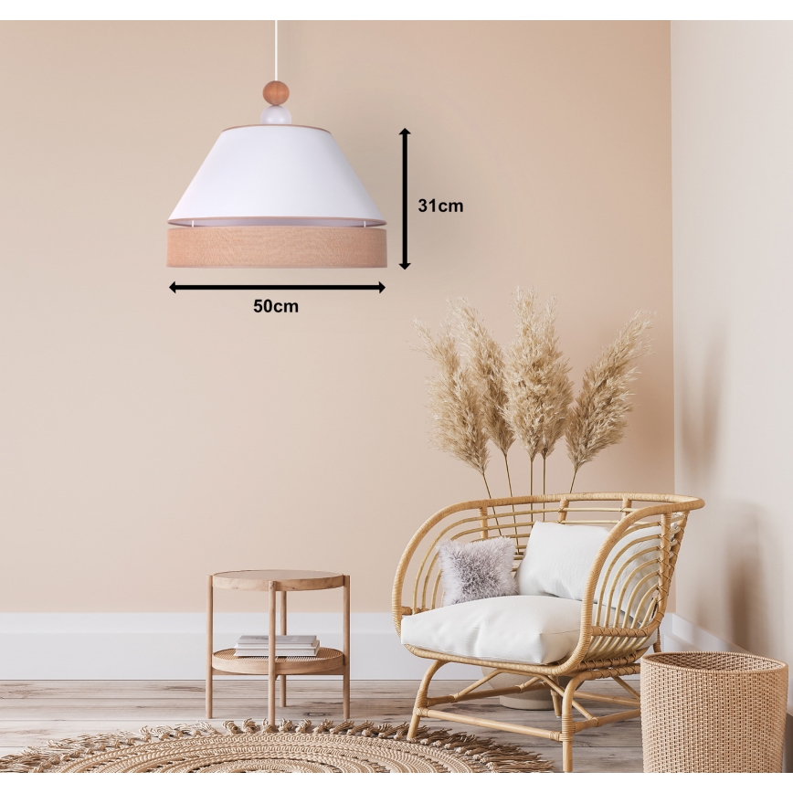 Duolla - Hanglamp aan een koord AVIGNON 1xE27/15W/230V diameter 50 cm wit/bruin