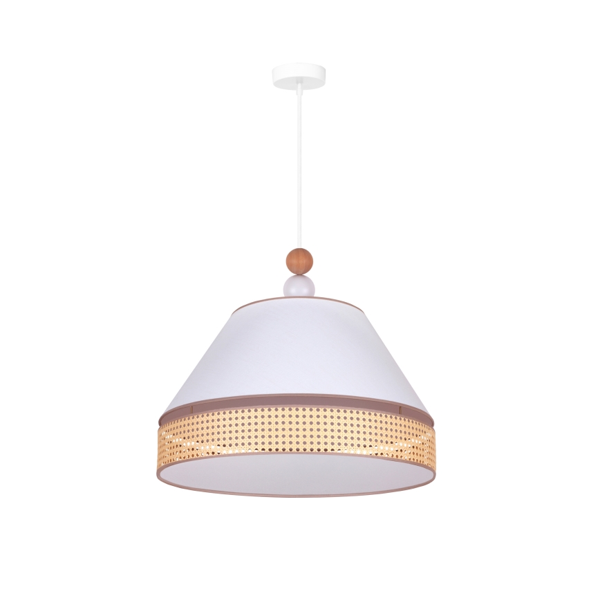 Duolla - Hanglamp aan een koord AVIGNON 1xE27/15W/230V diameter 50 cm wit/rotan