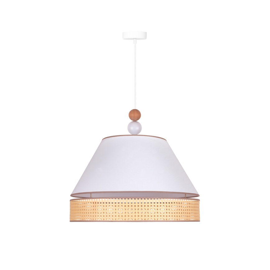 Duolla - Hanglamp aan een koord AVIGNON 1xE27/15W/230V diameter 50 cm wit/rotan