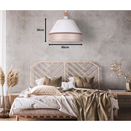 Duolla - Hanglamp aan een koord AVIGNON 1xE27/15W/230V diameter 60 cm wit/beige