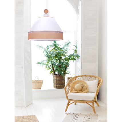 Duolla - Hanglamp aan een koord AVIGNON 1xE27/15W/230V diameter 60 cm wit/bruin