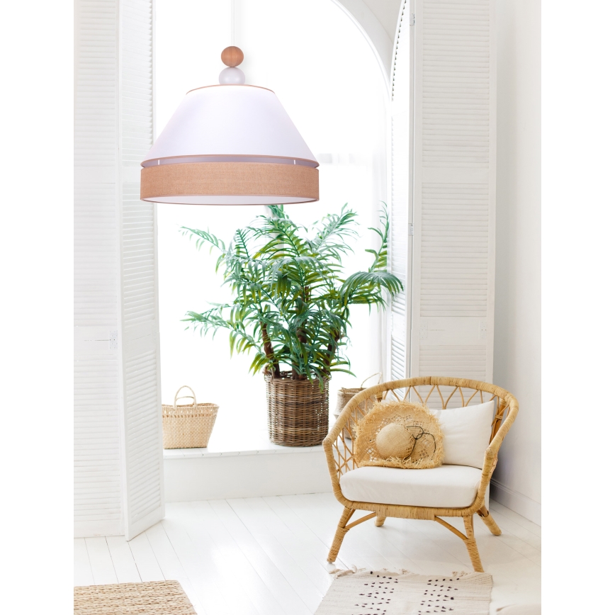 Duolla - Hanglamp aan een koord AVIGNON 1xE27/15W/230V diameter 60 cm wit/bruin