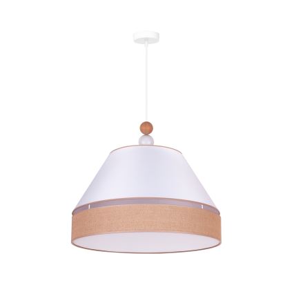 Duolla - Hanglamp aan een koord AVIGNON 1xE27/15W/230V diameter 60 cm wit/bruin