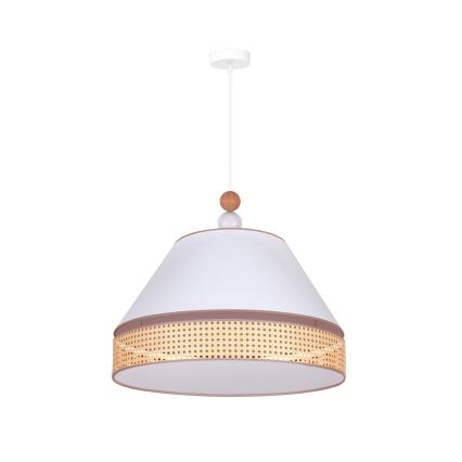 Duolla - Hanglamp aan een koord AVIGNON 1xE27/15W/230V diameter 60 cm wit/rotan