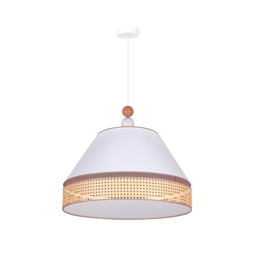 Duolla - Hanglamp aan een koord AVIGNON 1xE27/15W/230V diameter 60 cm wit/rotan