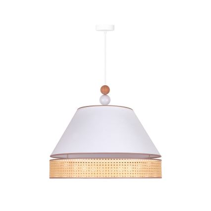 Duolla - Hanglamp aan een koord AVIGNON 1xE27/15W/230V diameter 60 cm wit/rotan