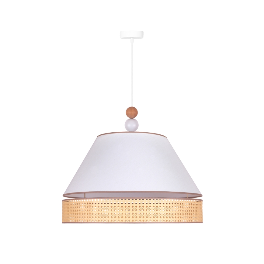 Duolla - Hanglamp aan een koord AVIGNON 1xE27/15W/230V diameter 60 cm wit/rotan