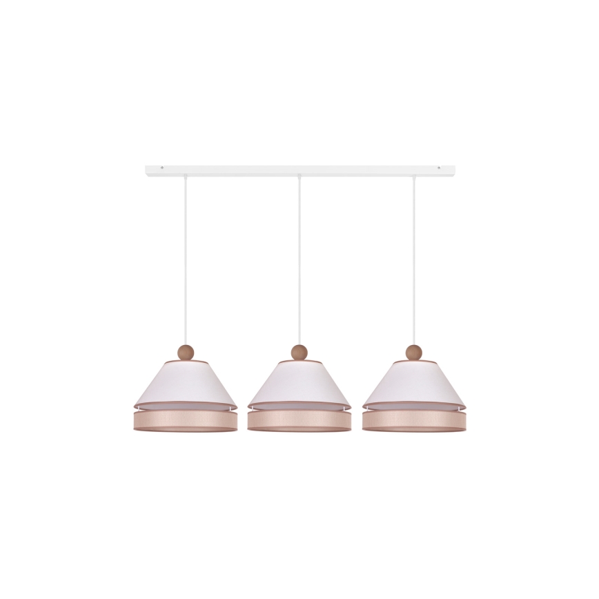 Duolla - Hanglamp aan een koord AVIGNON 3xE27/15W/230V wit/beige