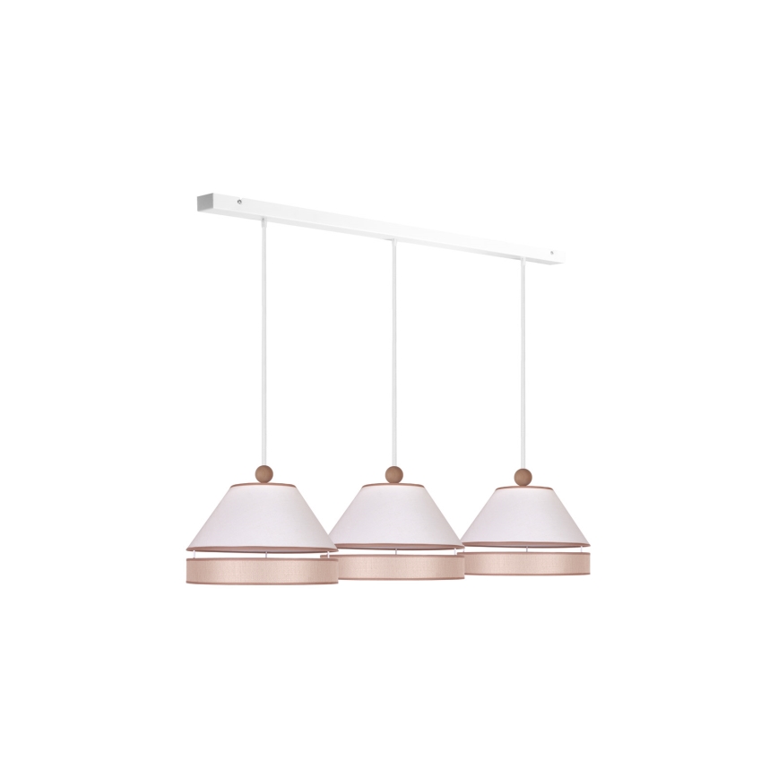Duolla - Hanglamp aan een koord AVIGNON 3xE27/15W/230V wit/beige