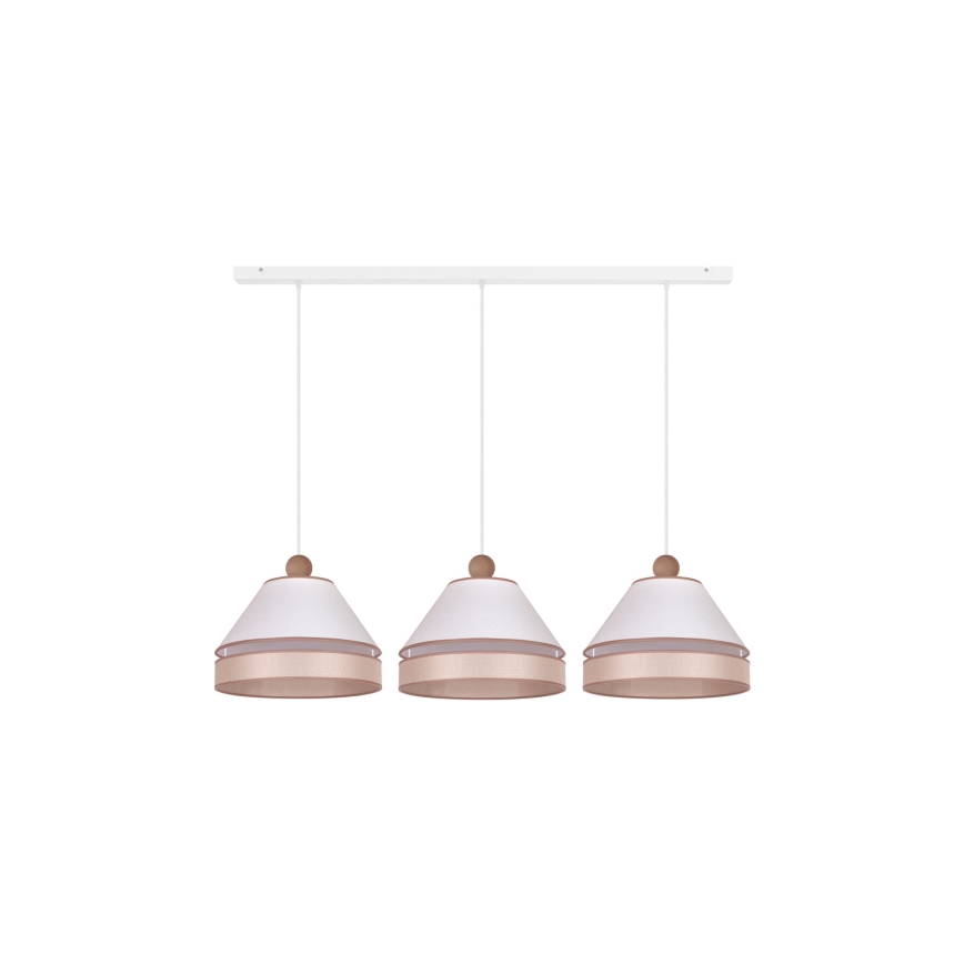 Duolla - Hanglamp aan een koord AVIGNON 3xE27/15W/230V wit/beige