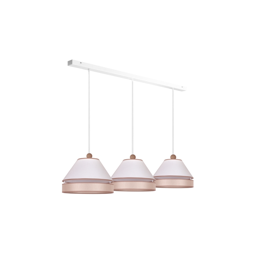 Duolla - Hanglamp aan een koord AVIGNON 3xE27/15W/230V wit/beige
