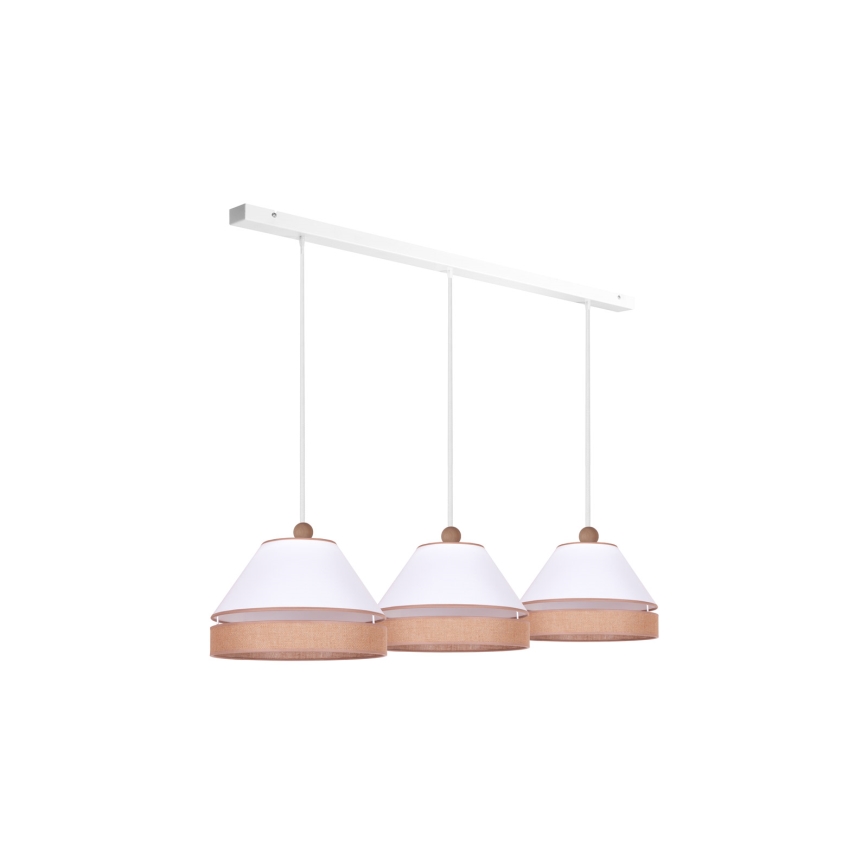 Duolla - Hanglamp aan een koord AVIGNON 3xE27/15W/230V wit/bruin