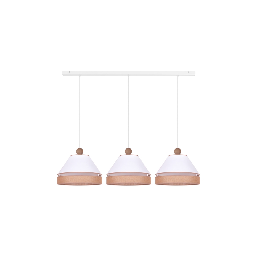 Duolla - Hanglamp aan een koord AVIGNON 3xE27/15W/230V wit/bruin