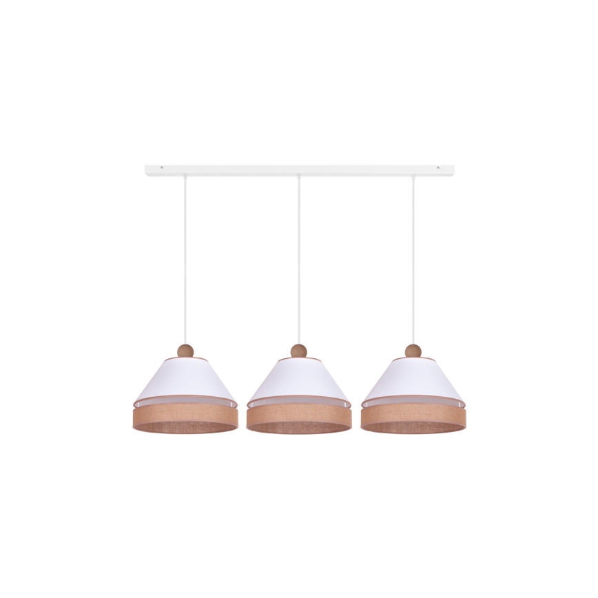 Duolla - Hanglamp aan een koord AVIGNON 3xE27/15W/230V wit/bruin