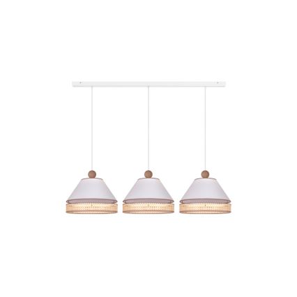 Duolla - Hanglamp aan een koord AVIGNON 3xE27/15W/230V wit/rotan
