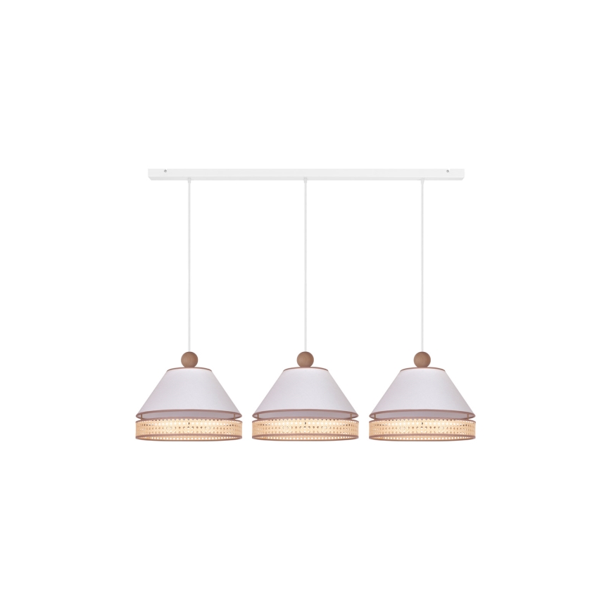 Duolla - Hanglamp aan een koord AVIGNON 3xE27/15W/230V wit/rotan
