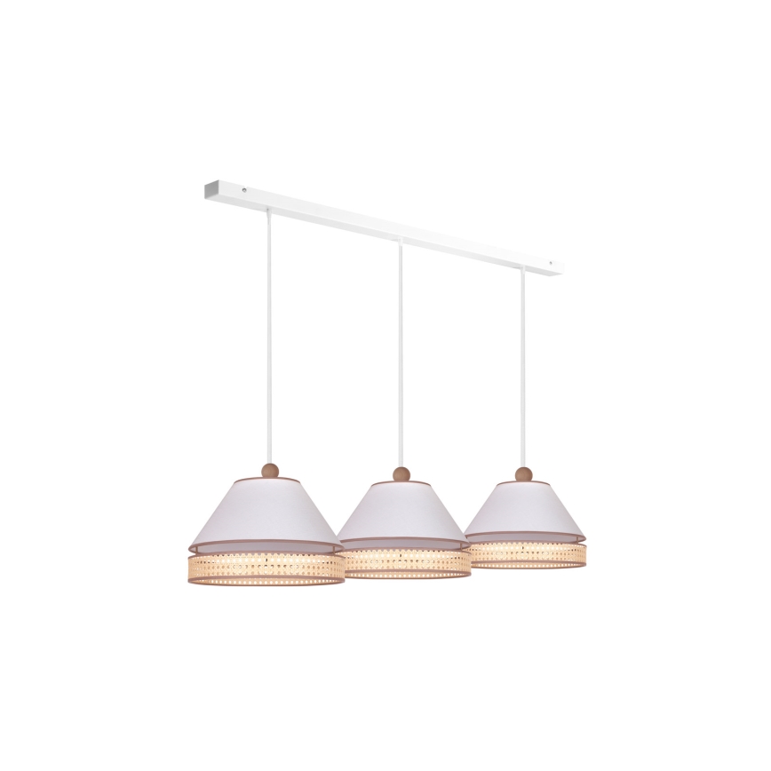 Duolla - Hanglamp aan een koord AVIGNON 3xE27/15W/230V wit/rotan