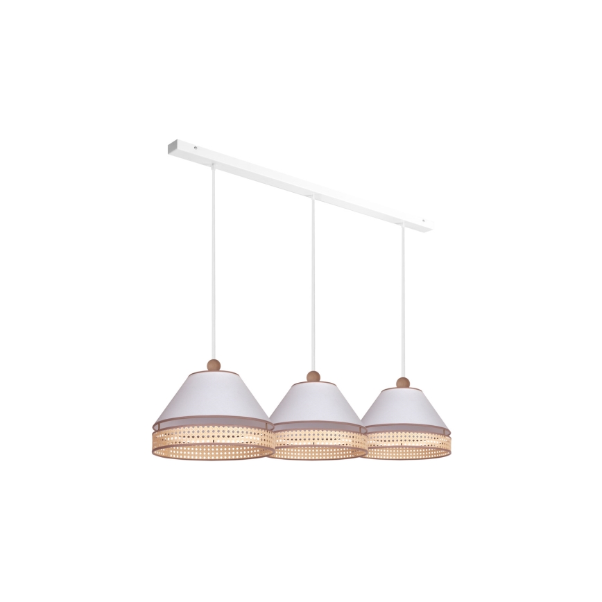 Duolla - Hanglamp aan een koord AVIGNON 3xE27/15W/230V wit/rotan