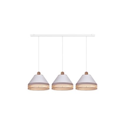 Duolla - Hanglamp aan een koord AVIGNON 3xE27/15W/230V wit/rotan