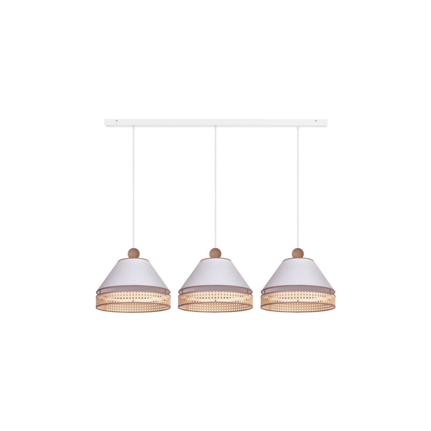 Duolla - Hanglamp aan een koord AVIGNON 3xE27/15W/230V wit/rotan