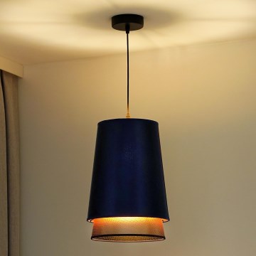 Duolla - Hanglamp aan een koord BELL SHINY 1xE27/15W/230V diameter 25 cm blauw/koper