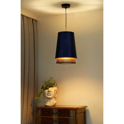 Duolla - Hanglamp aan een koord BELL SHINY 1xE27/15W/230V diameter 25 cm blauw/koper